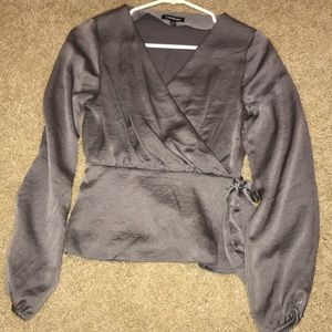 XS Express 100% polyester dressy grey shirt